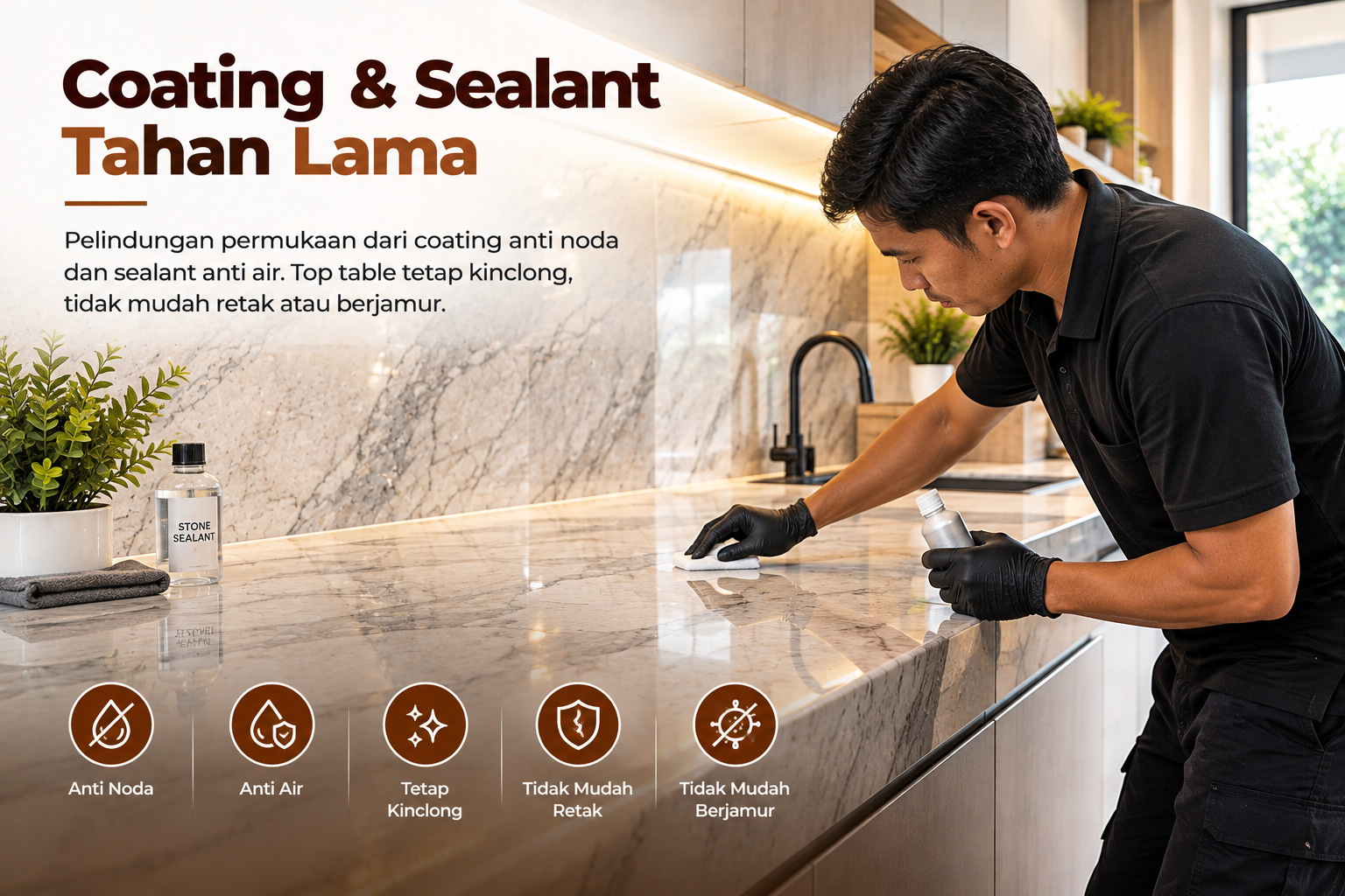 Coating & Sealant Tahan Lama — pelindungan permukaan marmer